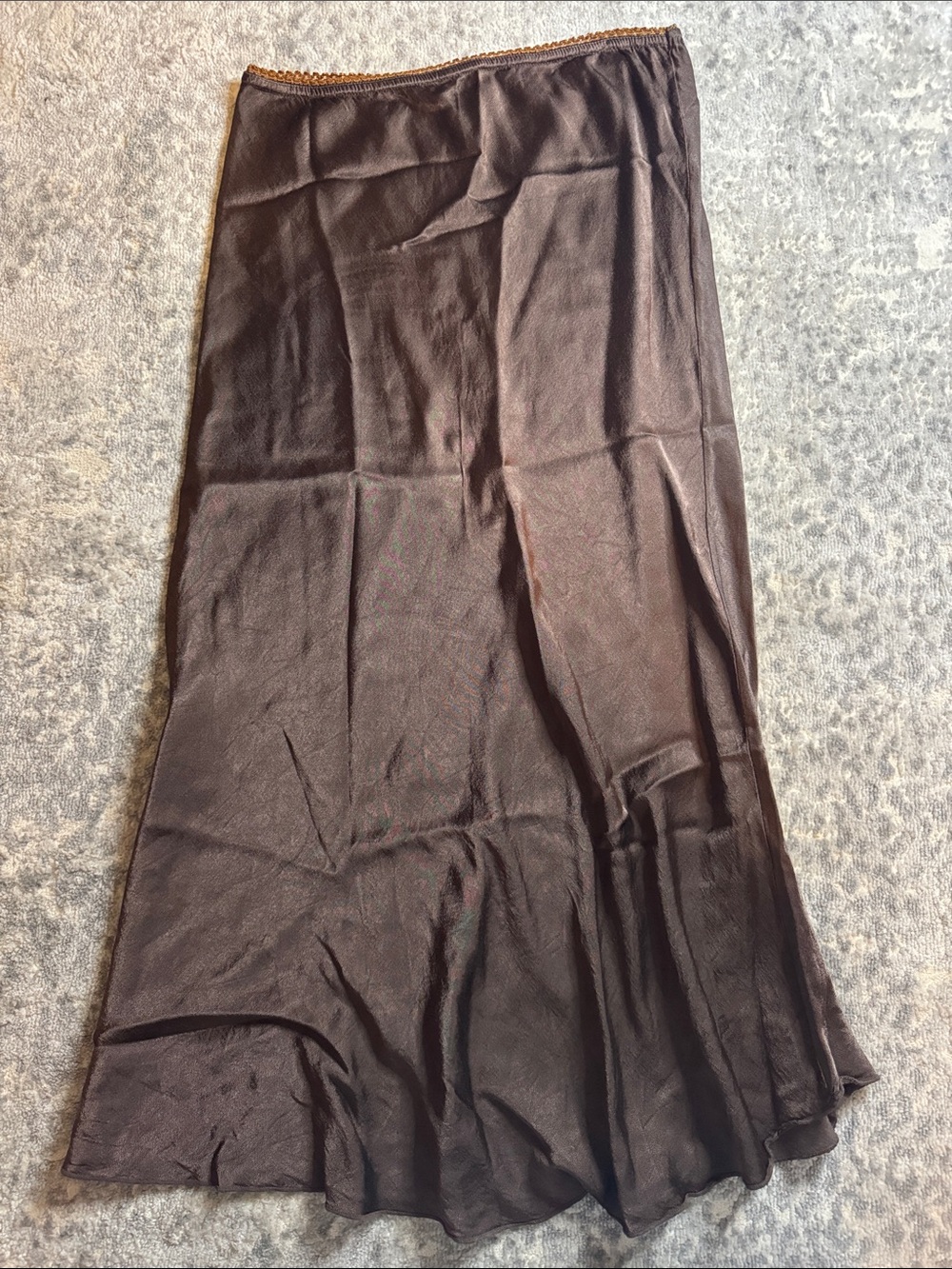 Satin Midi Slip Skirt in Satin Midi Skirt in Chocolate Brown